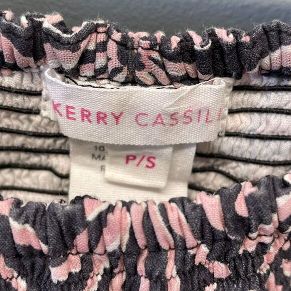 Kerry Cassill Hand Block Printed Tatum Top Peasant Blue Pink Daisy Floral S - Picture 6 of 7